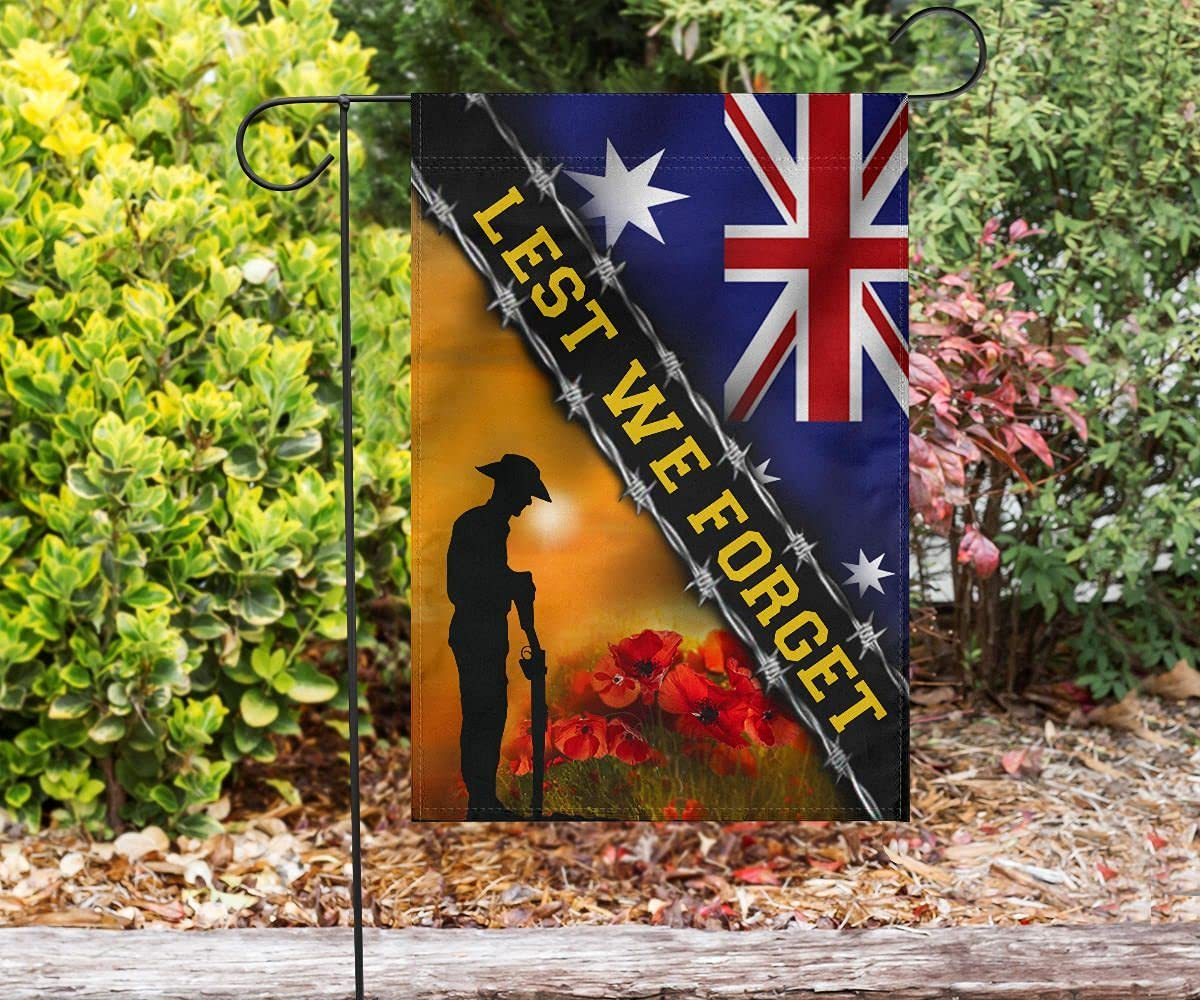 Lest We Forget Australia Flag Remembrance Anzac Day Honor Australian Veterans Flag Memorial Double Sided House Decor Flags Welcome Yard Flags image number 3