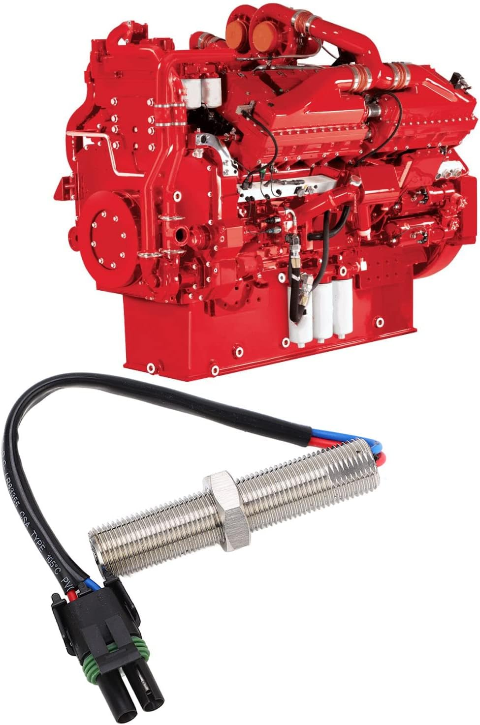 Magnetic Pickup MPU Speed Sensor 3034572, Engine MPU Generator Rotational Gear Sensor Replacement for Cummins Engine K38 QSK38