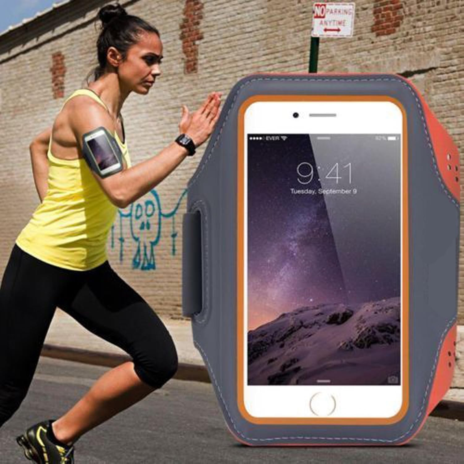 Sports Running Armband Arm Band Phone Holder for Apple Iphone 5 6 6S 7 8 plus SE X XS XR 11 12 13 14 15 16 16E plus Mini Pro Max Strap (Orange) image number 6