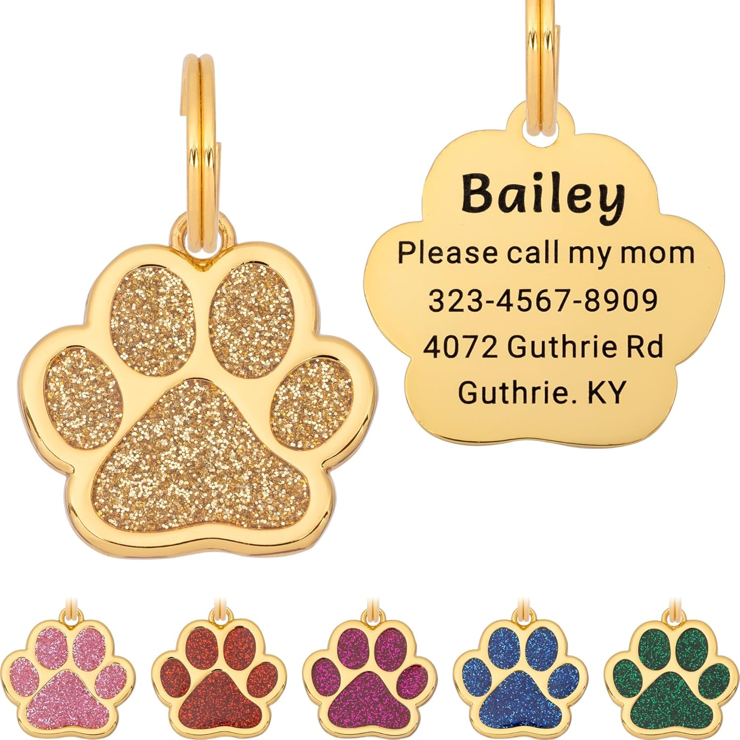 Artinst Dog Tag Personalized Custom Engraving up to 5 Lines of Content for Your Pet'S Name and Information Cute Paw Shaped Pet Id Tag (Pink)