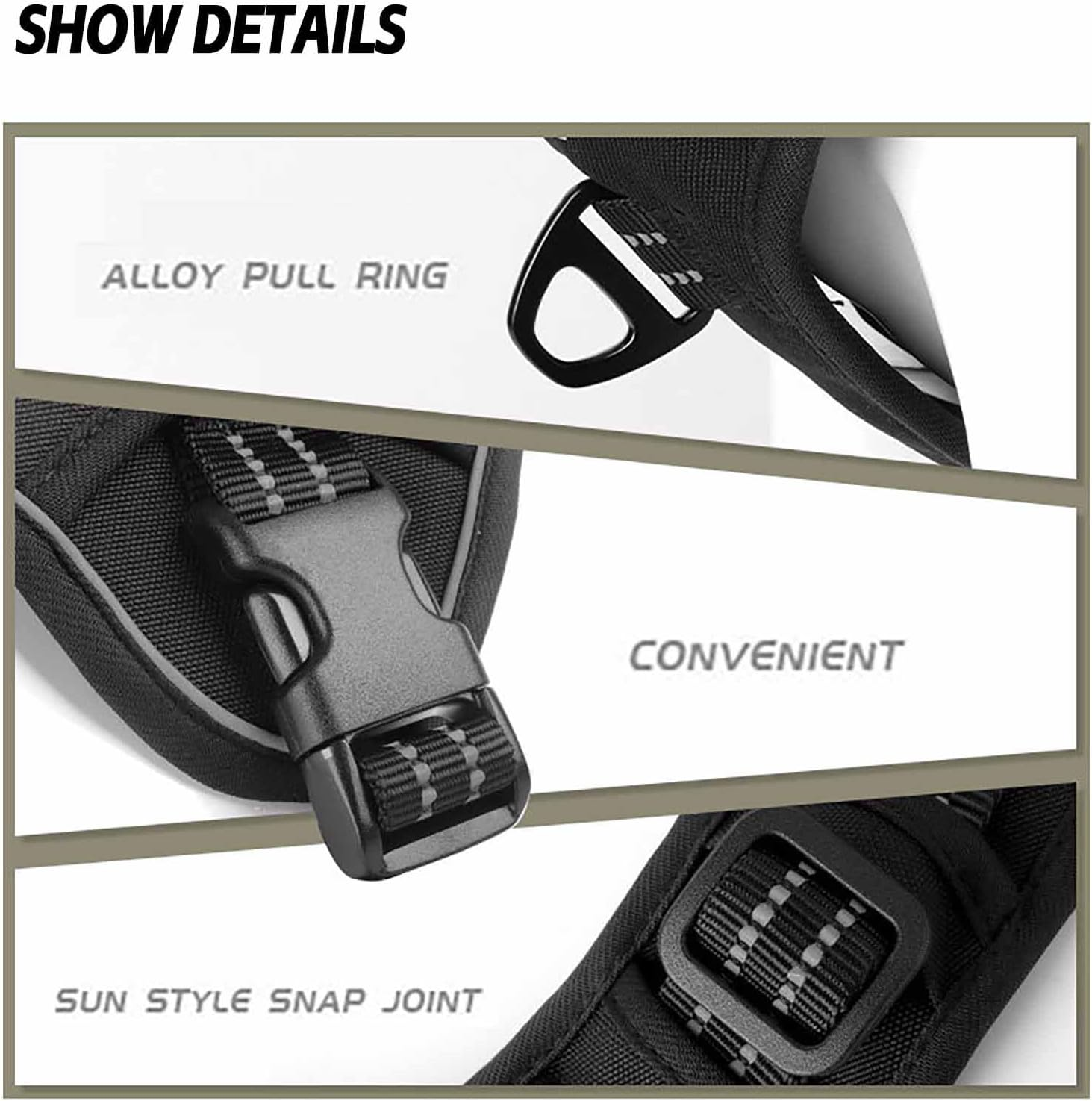 UOSIA No Pull Tactical Dog Harness Escape Proof Molle Dog Vest Harness Reflective Adjustable Military Service Dog Harness with Handle for Training Hunting Walking image number 3