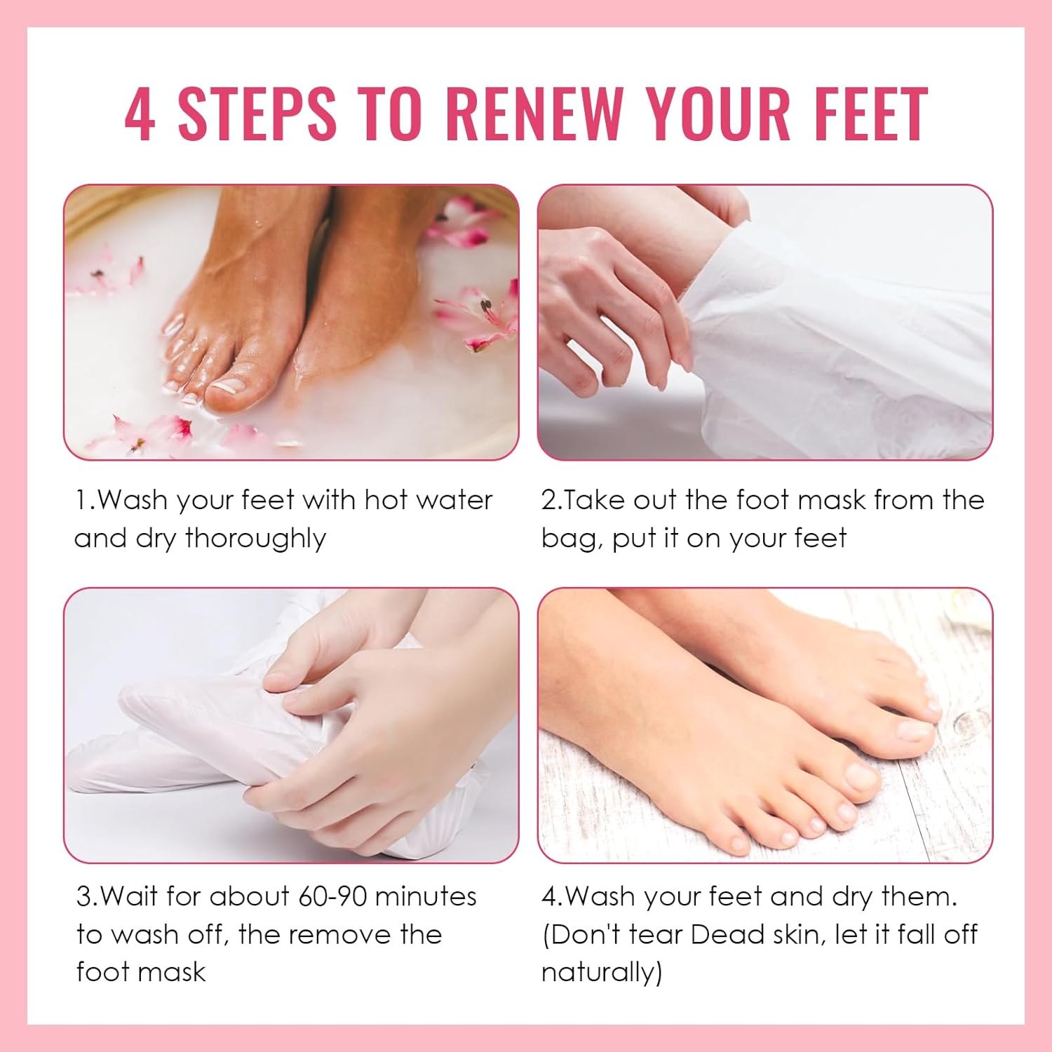 2 Pairs Foot Peel Mask, Feet Exfoliating Mask, Moisturizing Socks, Restoring Cracked Heel Dead, Dry & Hard Skin, Removes Dead Skin & Repairs Heels for Soft Feet, Aloe + Avocado image number 3