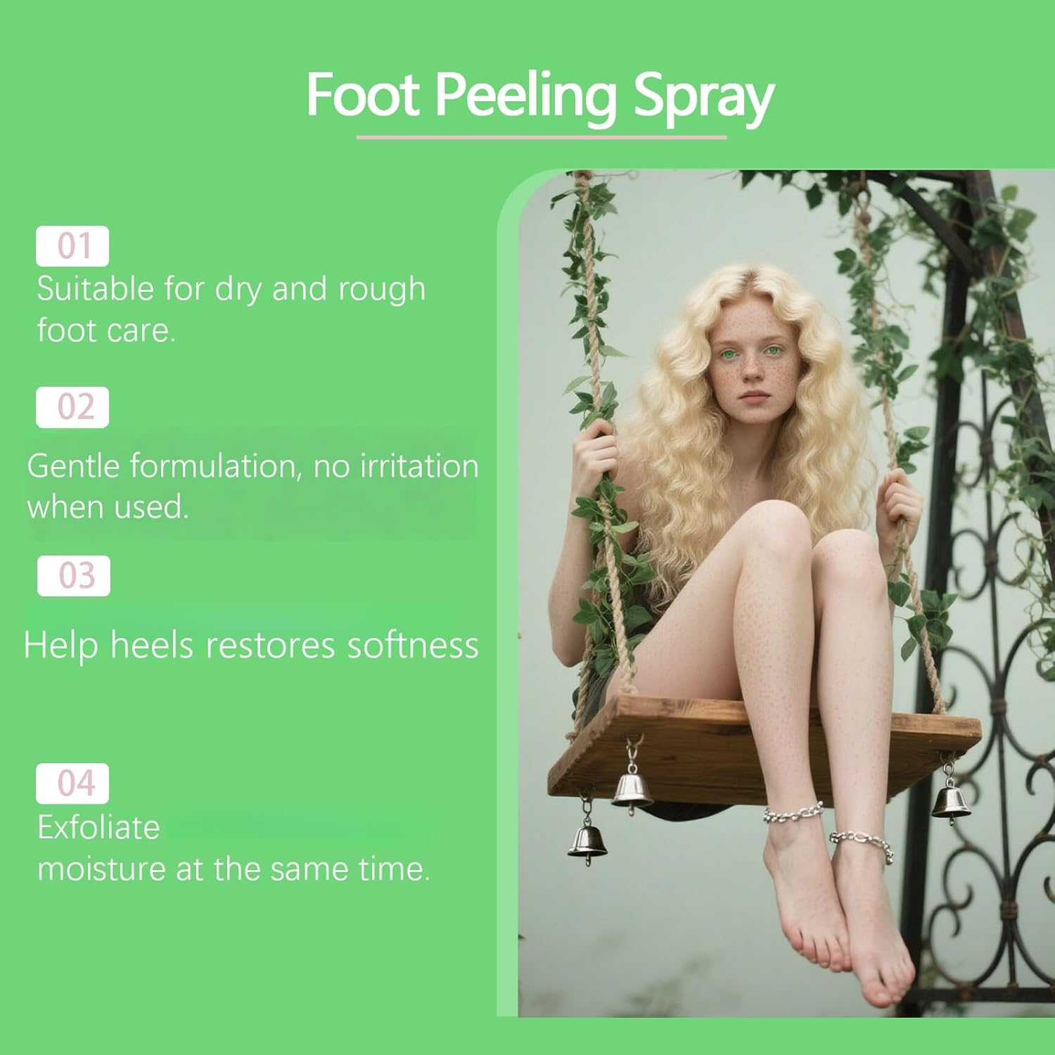 Tea Tree Foot Peeling Spray， Foot Lotion & Cream for Dry Cracked Feet/Heels, Scrubber Dead Skin Remover, Feet Callus Remover Gel, Hydrating & Exfoliating Care for Women (1)