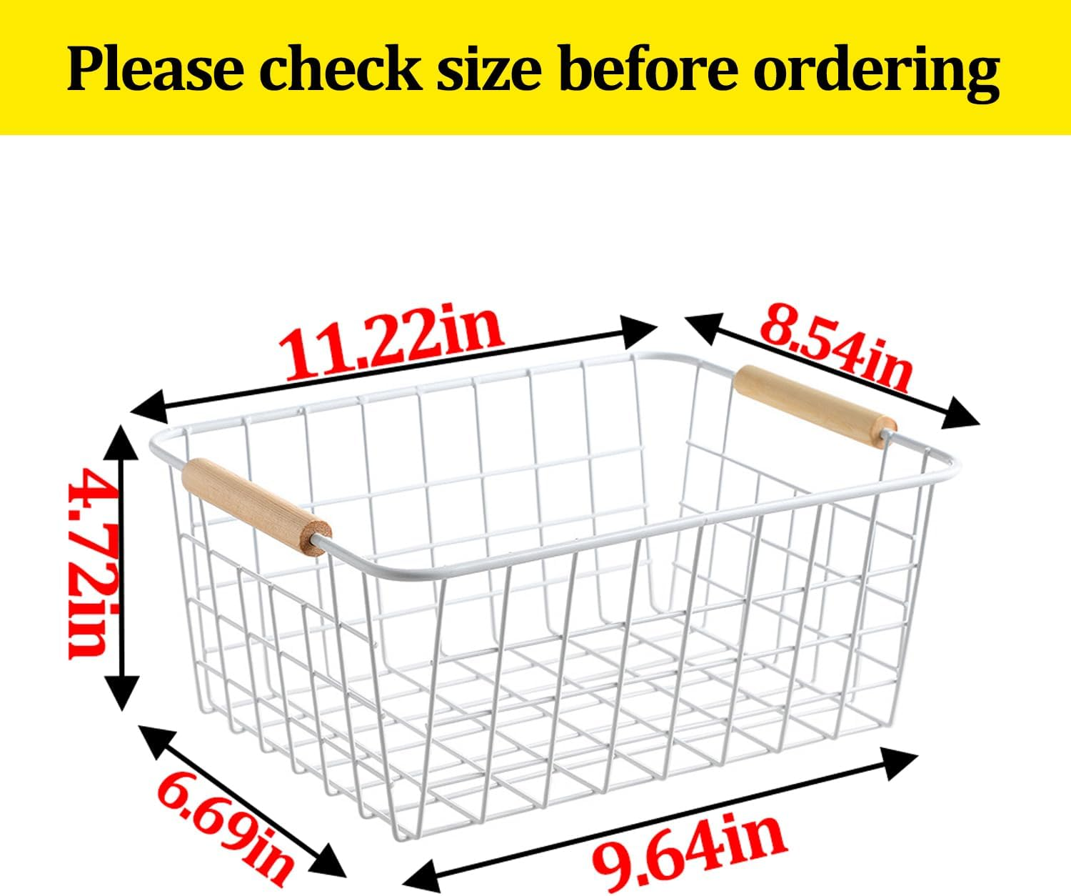 ZRAZ Kitchen Wire Baskets Farmhouse Decor Metal Wire Food Storage Organizer, Household Refrigerator Bin with Built-In Handles for Cabinets, Pantry, Bathroom, Laundry Room, Garage,Set of 4 (White) image number 1