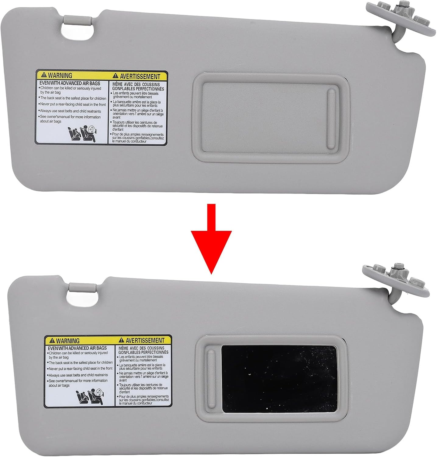 Right Passenger Side Sun Visor for RAV4 2004-2005, Sun Visor with Makeup Mirror, Car Sunvisor Replacement, Car Sun Shade Visor (Gray) image number 4