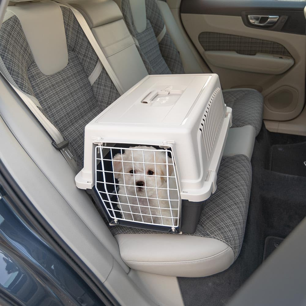 Ferplast Rigid Carrier for Small-Sized Dogs and Cats Atlas 20 EL, Pet Transport Box, Sturdy Plastic, Plastic-Coated Steel Door, Ventilation Grills, 37 X 58 X H 32 Cm Black image number 2