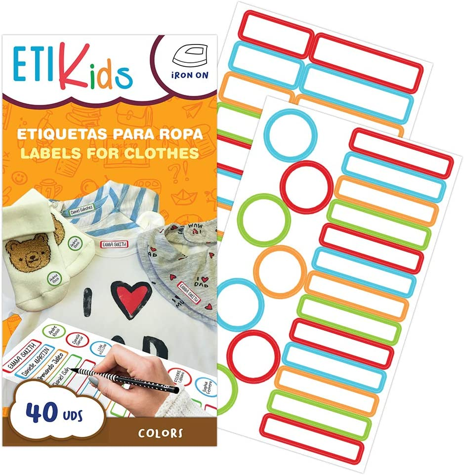 ETIKIDS 40 Clothing Labels for School and the Nursery School. Writable Fabric Labels (Color) image number 2