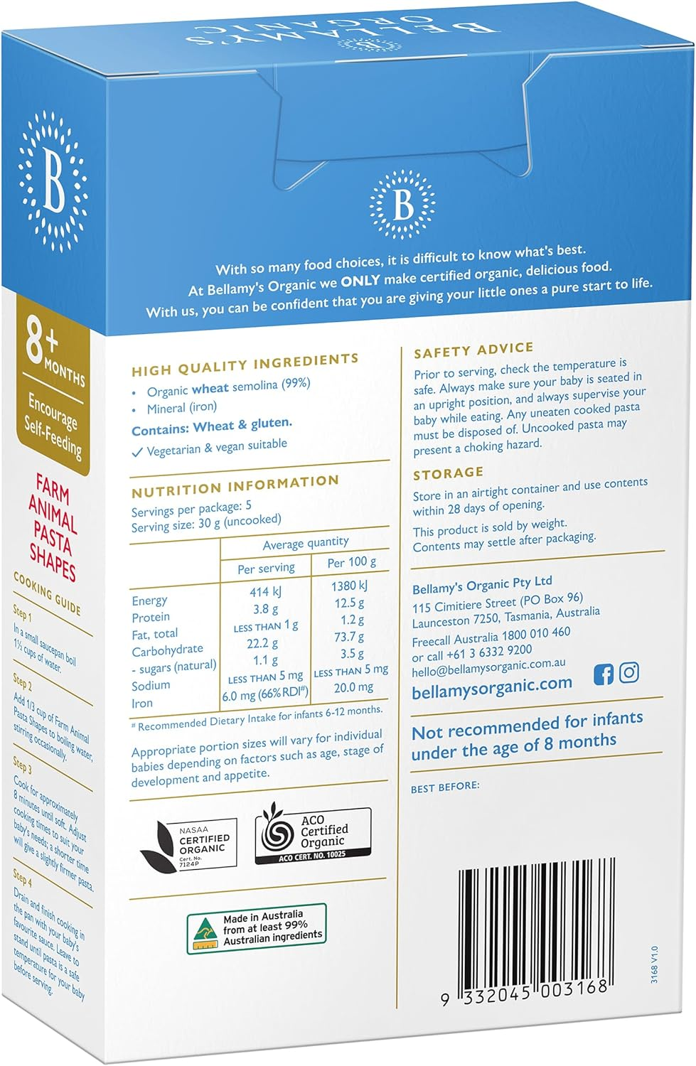 Bellamy'S Organic Farm Animal Pasta Shapes