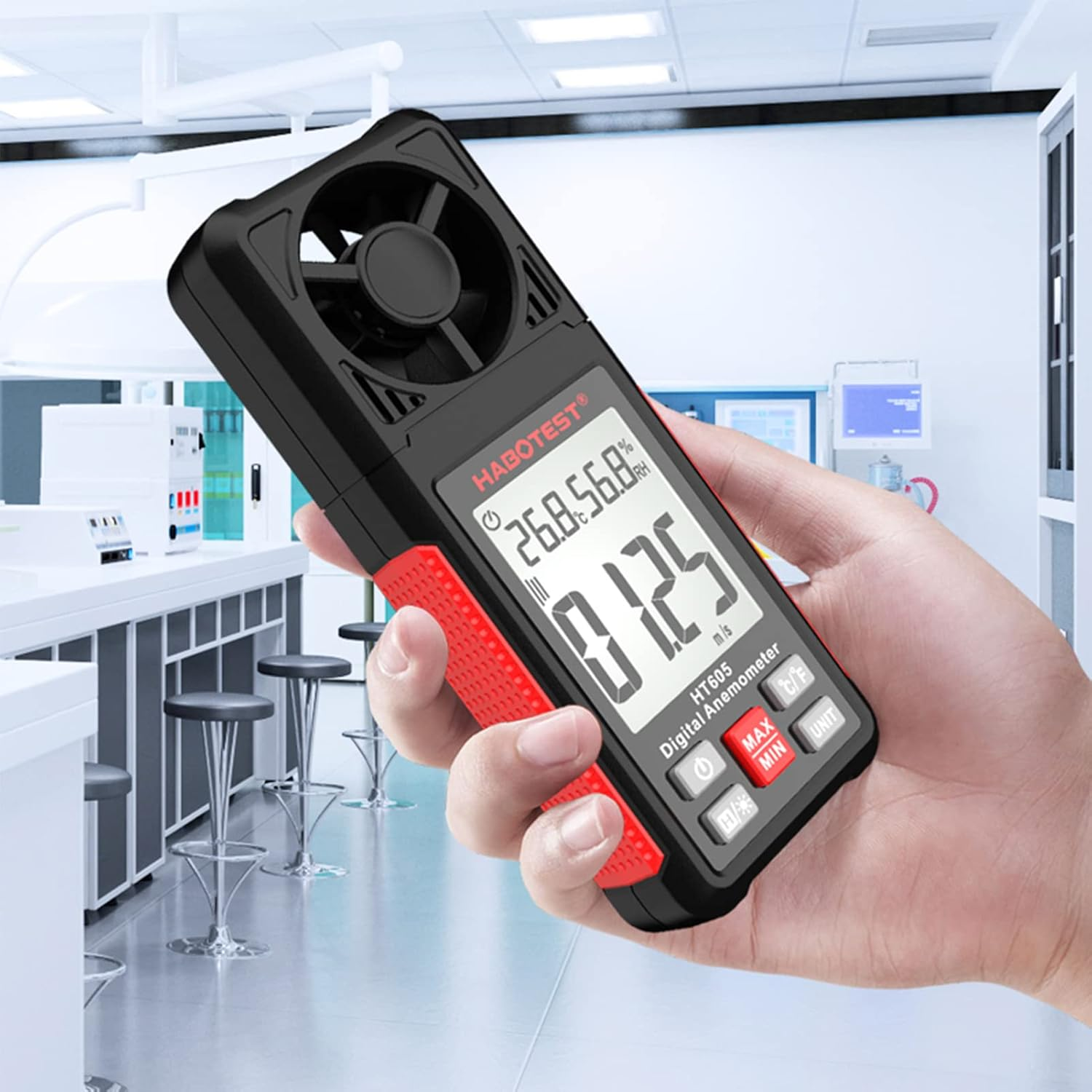 HT605 LCD Digital Anemometer Handheld Wind Speed Meter Temperature & Humidity Meter Air Velocity Temperature Tester 2.2-Inch Display Air Flow Meter Hygrothermograph With image number 2