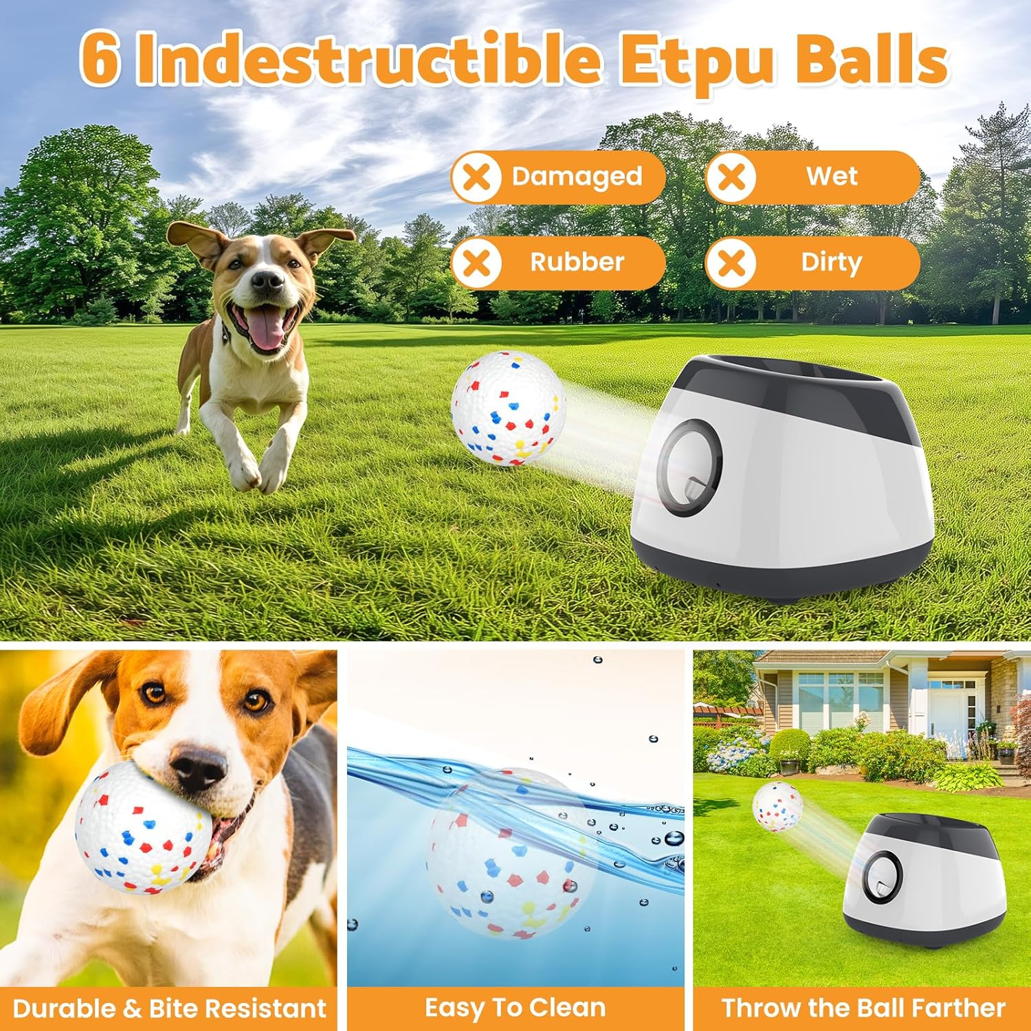 Advwin Large Ball Thrower for Dogs, Rechargeable Automatic Launcher with 6 Tennis Balls, 40-60-80Ft Launching Distance, Remote Control Ball Launcher for Medium & Large Dogs Indoor/Outdoor image number 2
