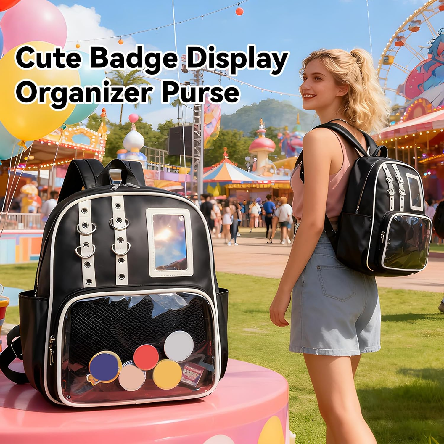 Gazocua PU Bag, Cute Badge Presentation Purse - Badge Presentation Purse - for Sports, Travel, Luggage, Hiking, Comic Con, Work, Fitness, Everyday and Outdoor Use, Black, Siehe Beschreibung - White On Black image number 6