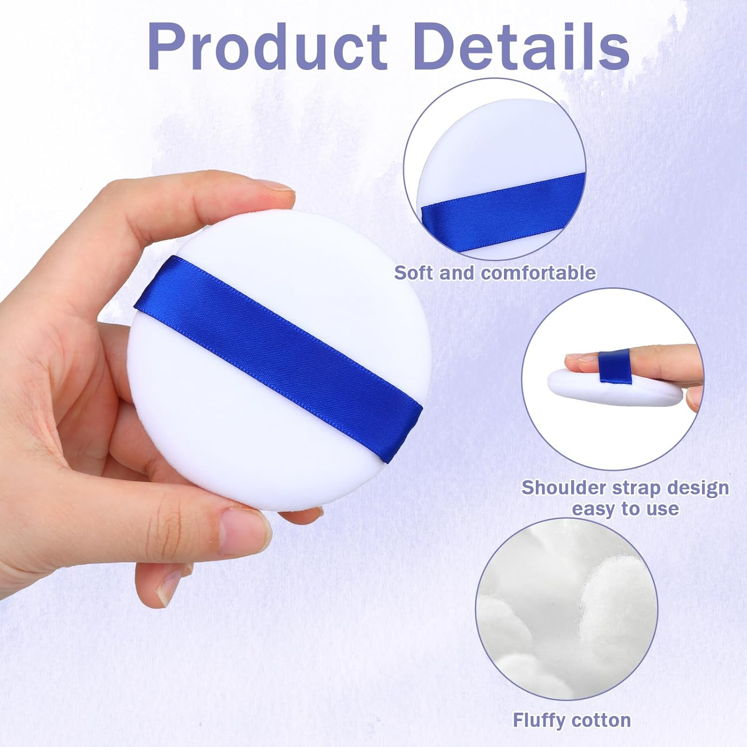 6Pcs Powder Puff - 3 Inch Soft Powder Makeup Puffs Pads Ultra Soft Washable Velour Makeup Powder Puffs for Face Powder Setting Powder Loose Powder image number 4