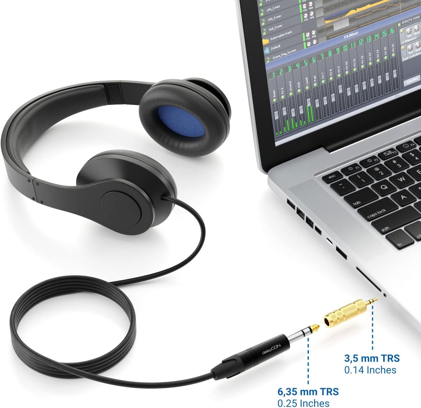 Deleycon Jack Adapter [Pack of 2] 3.5 Mm to 6.35 Mm - Stereo Audio Coupling - for Mobile Phones Smartphone Tablet PC Notebook Computer Hifi Receiver Amplifier Home Cinema TRS