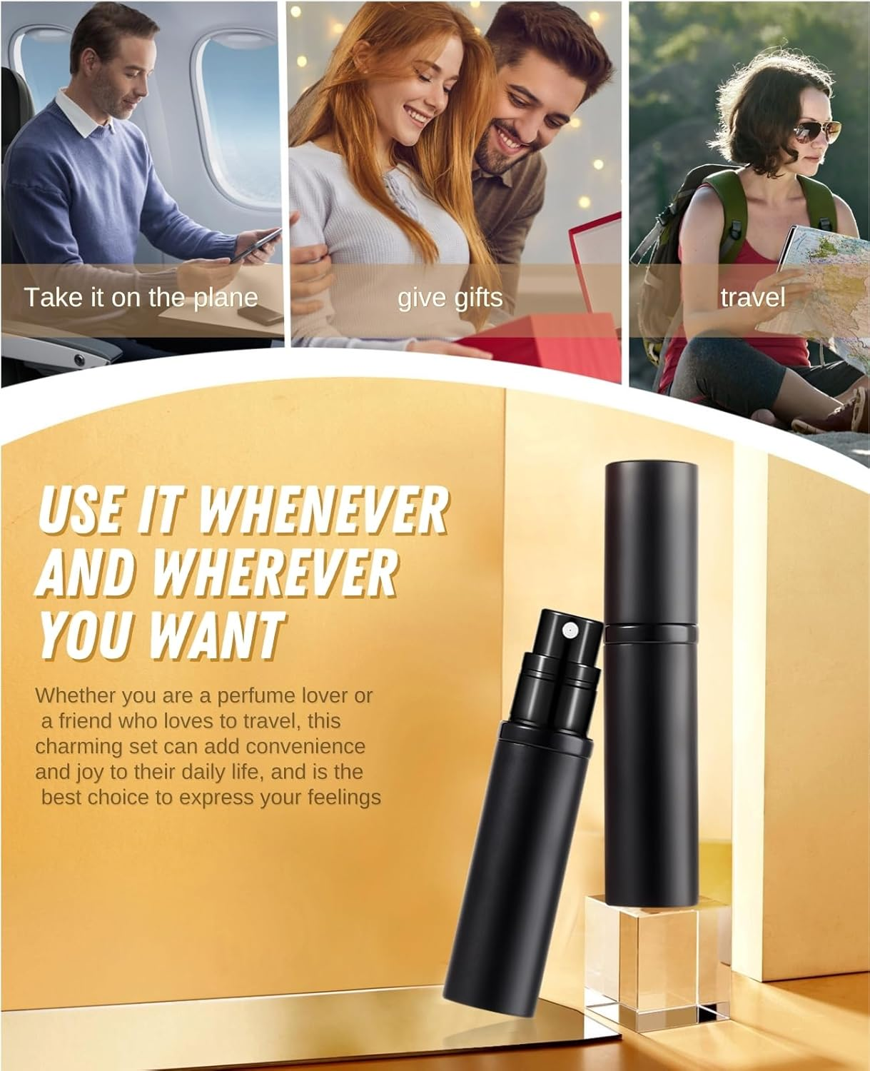 ASADAYS Portable Perfume Atomizer, Refillable Empty Travel Spray Bottle, Nano Mist Bottle, Bottom, Mini Atomizer, Pocket Size, Women and Men (Classic, C.G-2P) image number 5