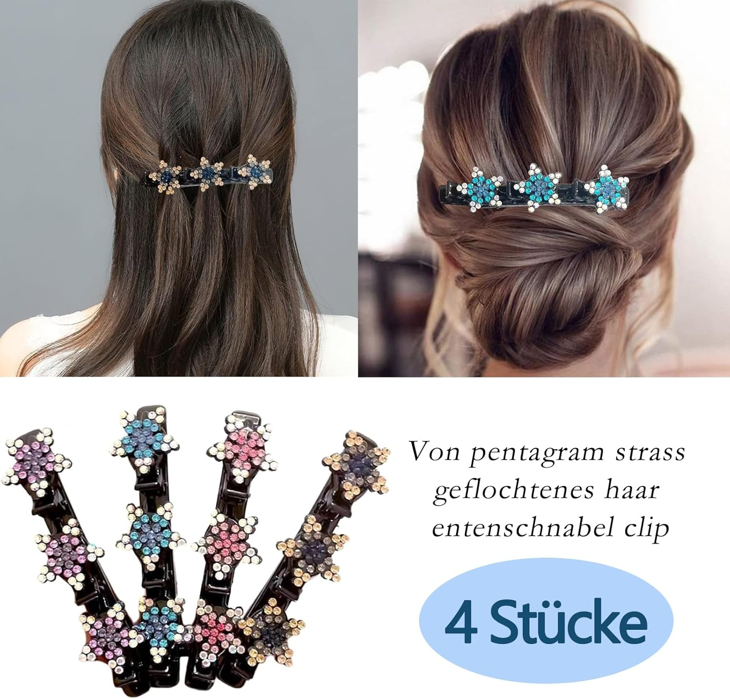 Set of 4 Braided Hair Clips, Side Hair Clips, Fringe Clips, Hair Clips, Hair Segmentation Clips, Hair Clips, Hair Clips, Hair Clips, Hairdressing, Etc, Hair Clip, Hummingbird Hair Clip image number 6