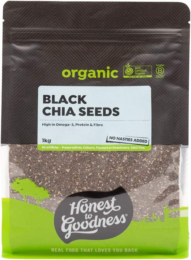 Honest to Goodness, Organic Black Chia Seeds, 1 Kilogram - Indulge in the Delightful Texture of These Tiny Seeds, a Perfect Nutrient-Rich Addition to Any Diet. image number 3