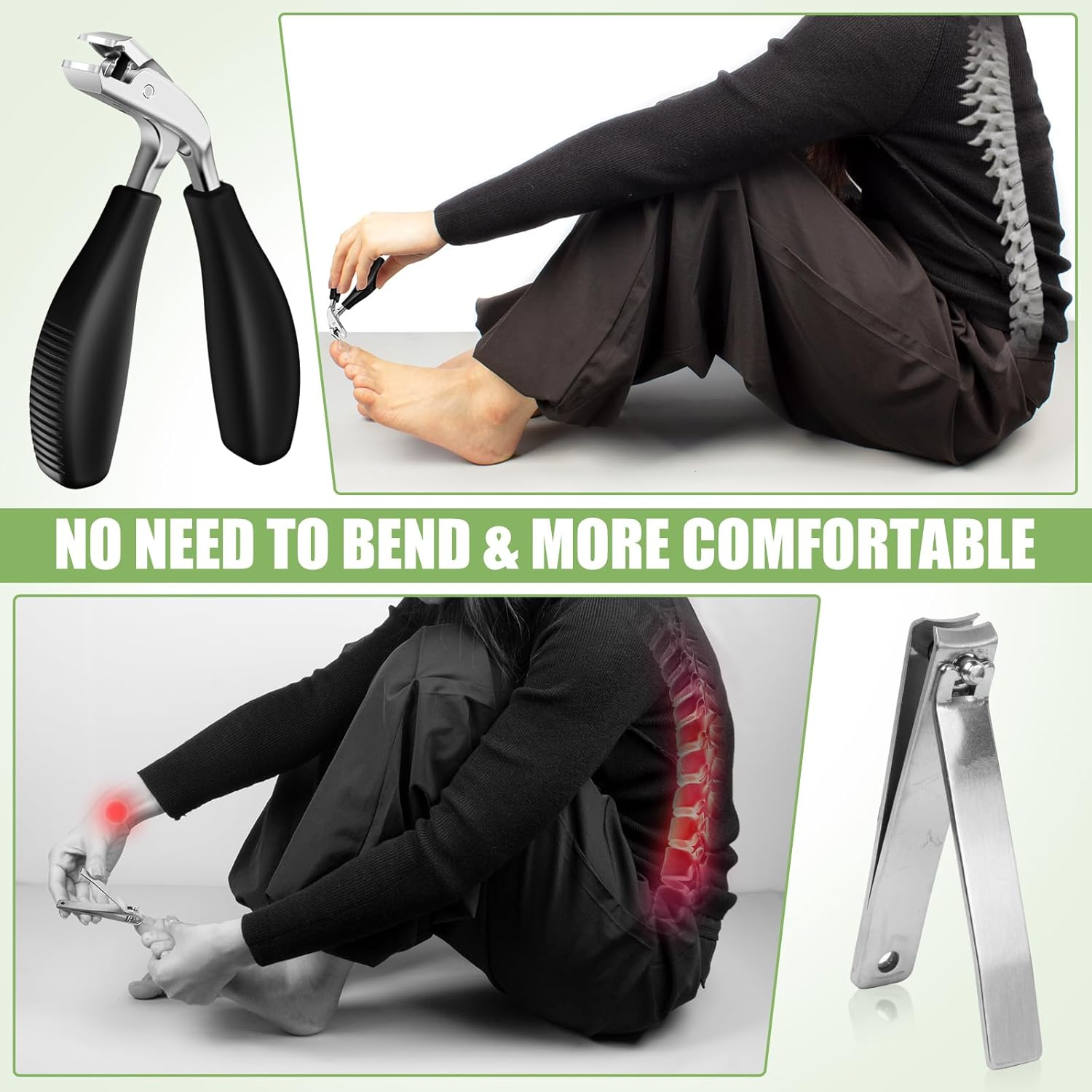 Toenail Clippers for Seniors Thick Toenails, 2025 Upgrade Straight Angled Head Large Toe Nail Clippers for Men, Sharp Heavy Duty Nail Cutter with Catcher ABS Long Handle image number 1