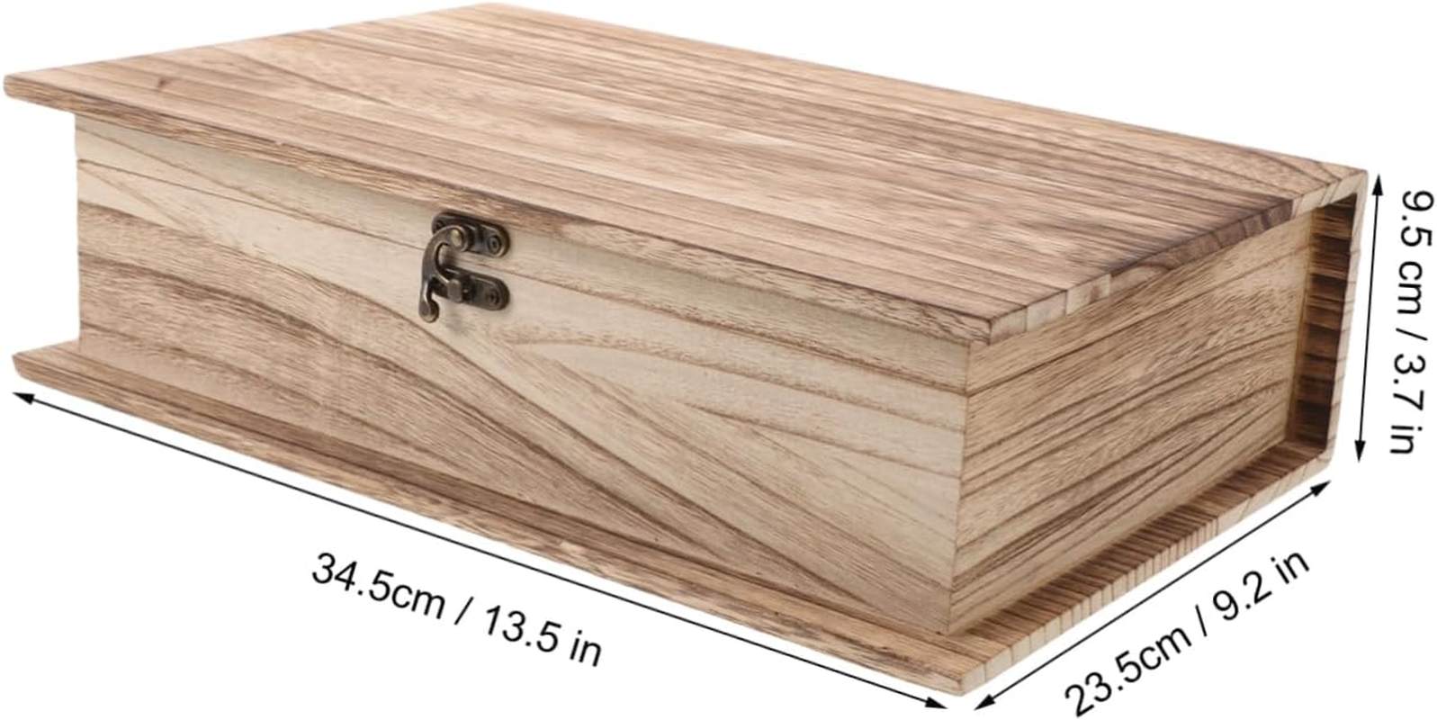 Didiseaon Large Rectangular Wooden Memorial Keepsake Box Hinged Lid and Clasp Lock, Rustic Wood Storage Container for Memory Storage and Home Organization image number 3