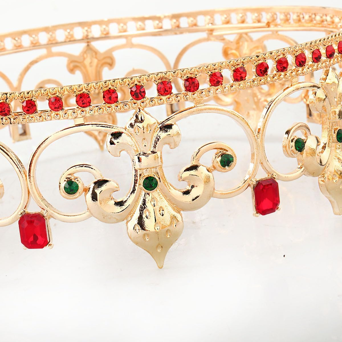 Metal King Queen Crown round Rhinestone Crown Party Headwear for Wedding Halloween Party Birthday image number 2