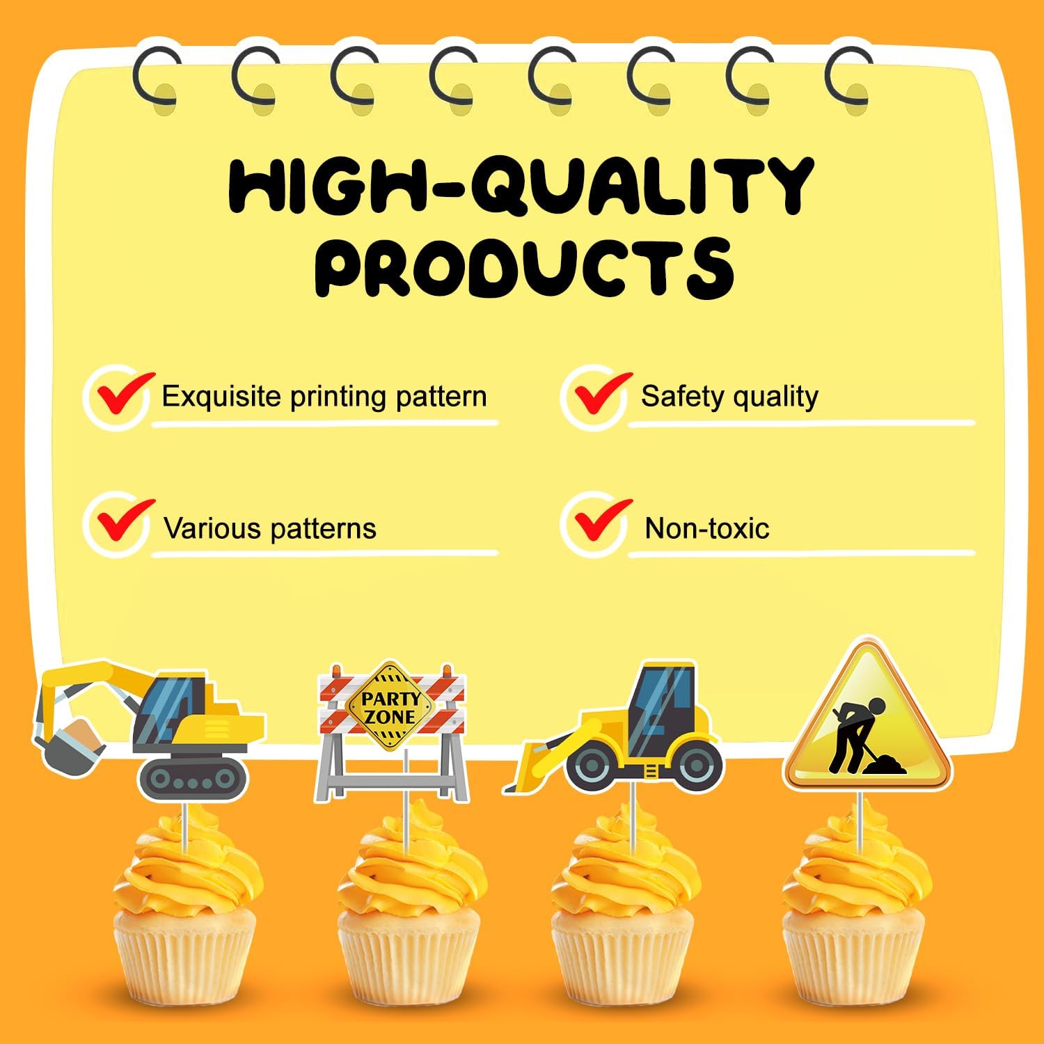 Construction Cake Topper, 13 Pcs Construction Cake Decorations Set Birthday Topper Excavator Cupcake Toppers for Birthday Supplies image number 1