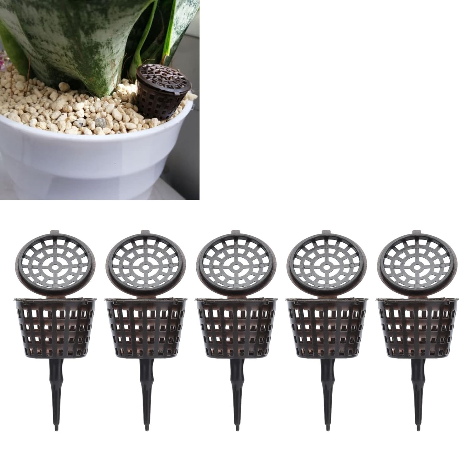 Alvinlite Fertilizer Basket Fertilizer Mesh Baskets Planting Nutrition Cups with Cover Garden Fertilizers with Lid for Osmocote Orchid Bonsai Flower Plant(50Pcs) image number 6