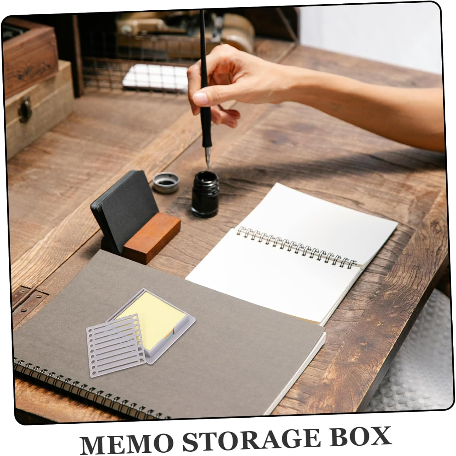 WEKAMOS Note Pad Storage Memo Pad Organizer Box Card Storage for Office Desk Organizer image number 1