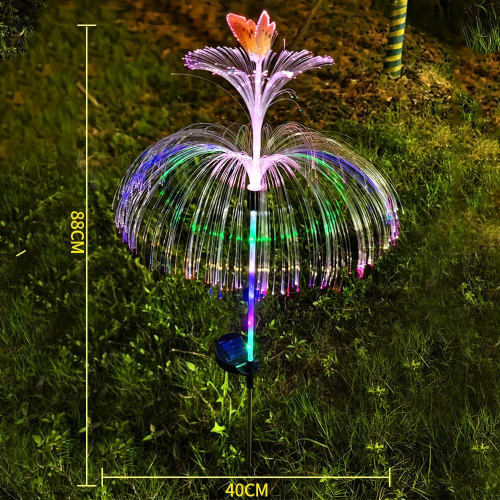 YZYOE 2 Packs LED Solar Double Layer Medulas Butterfly Lights, Seven Colour Gradient Outdoor Yard Decoration Lights, Wireless Twilight to Dawn Waterproof Garden Street Landscape Lamp