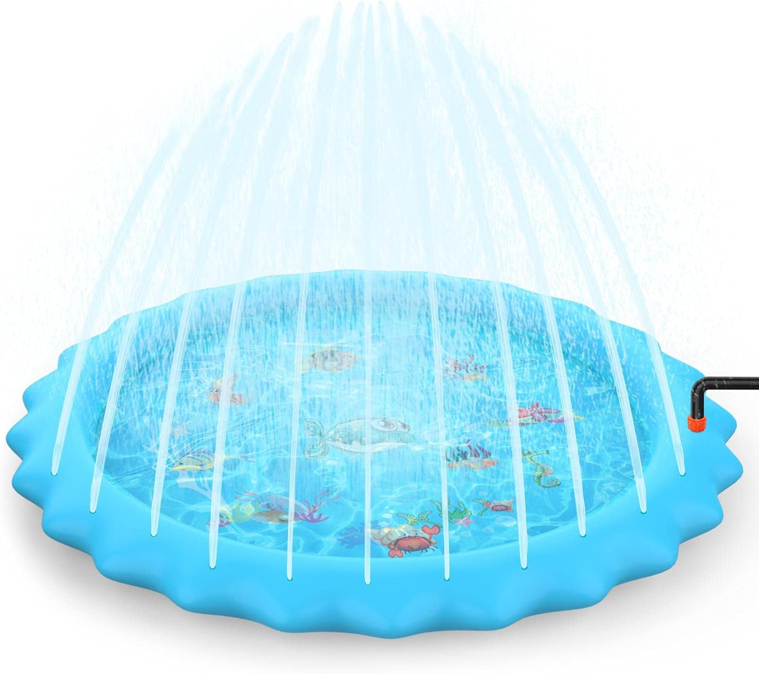 SOKA Large round Sprinkle and Splash Water Play Mat Sprinkle Splash Pad Summer Spray Inflatable Water Toy for Kids and Outdoor Garden Family Activities - Blue image number 5