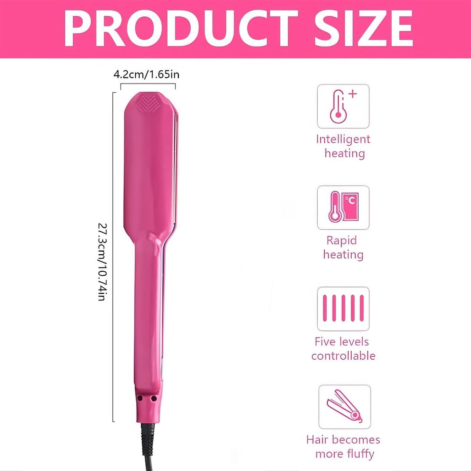 PRO Hair Crimper for Women and Girls 30S Rapid Heating Ceramic Plate Crimping Iron Hair Crimpers for Fluffy Hairstyle Tool (Pink) image number 3