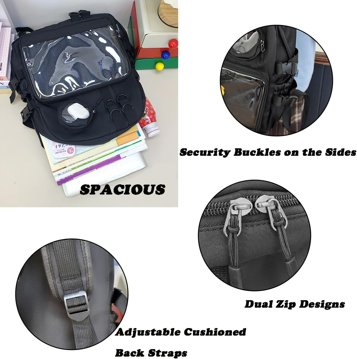 Ita Bag Preppy Backpack with Pin Display Insert for School Anime Cosplay image number 3