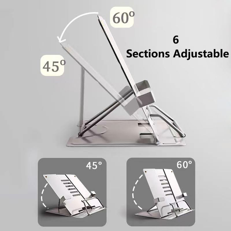 Hbluefat Metal Book Stand with Fixing Clips Folding Reading Book Holder,Sturdy Desktop Rest Book Holder for Cookbook,Magazine,Laptop,Tablet (Blue)