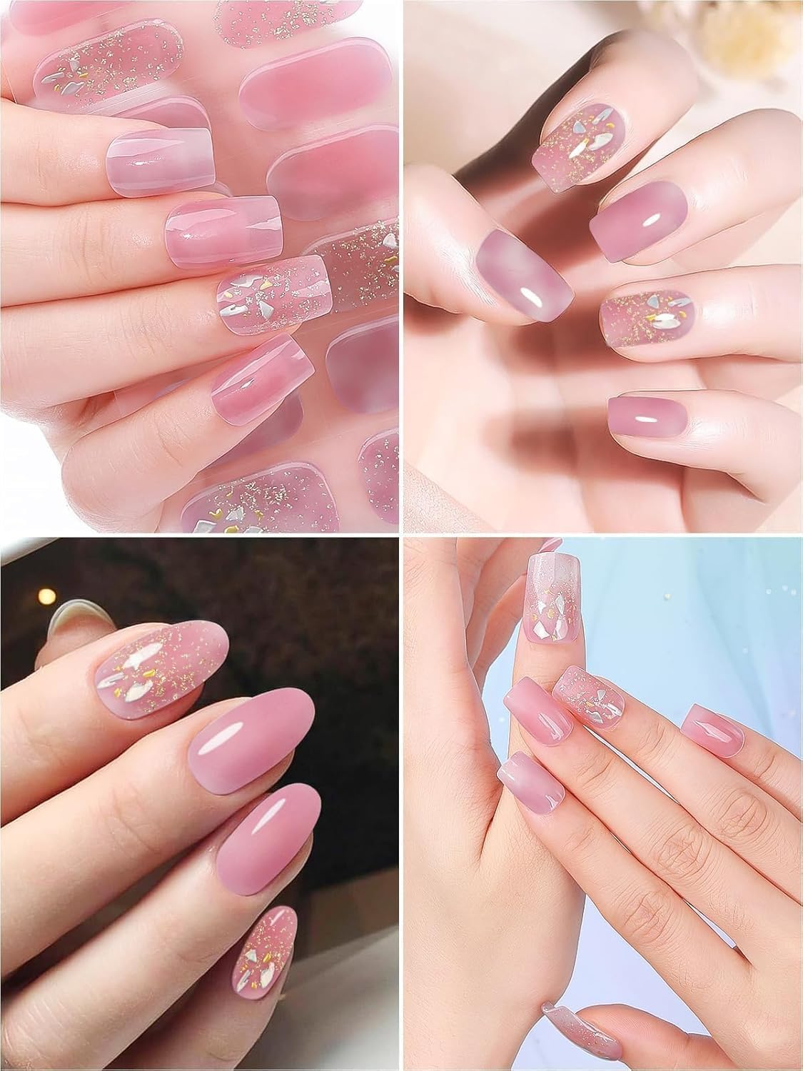 EBANKU 32PCS Cured Gels Nail Strips Real Nail Polish Strips Wraps Long-Lasting Waterproof Gel Nail Polish Wraps Full Wrap Gel Nail Art Stickers UV/LED Lamp Required (Purple Diamond) image number 2