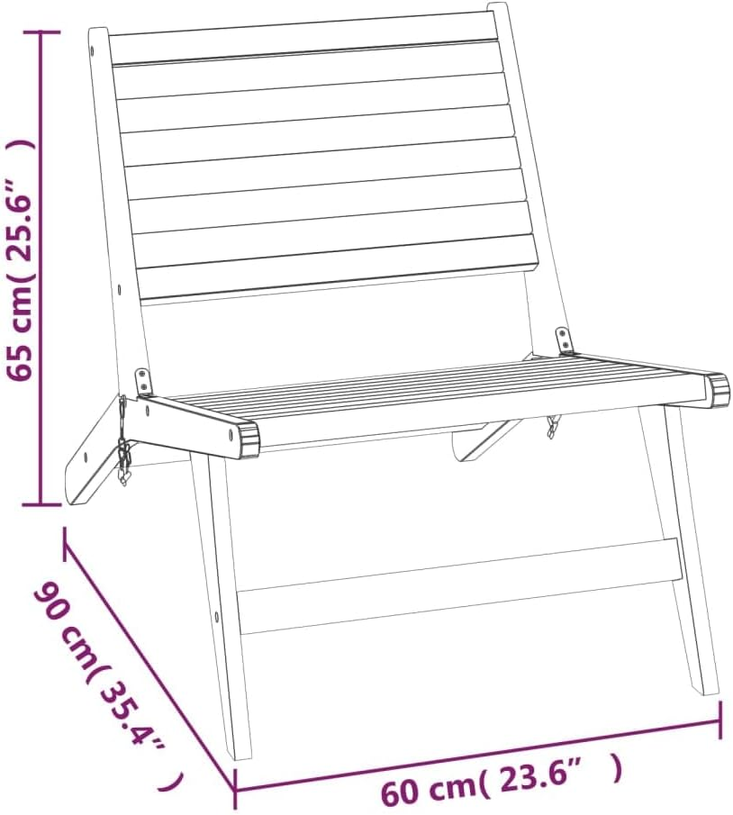 Vidaxl Garden Chair, Solid Teak Wood, Foldable Backrest, Brown, Ideal for Patio Terrace or Garden, 60 X 90 X 65 Cm image number 5