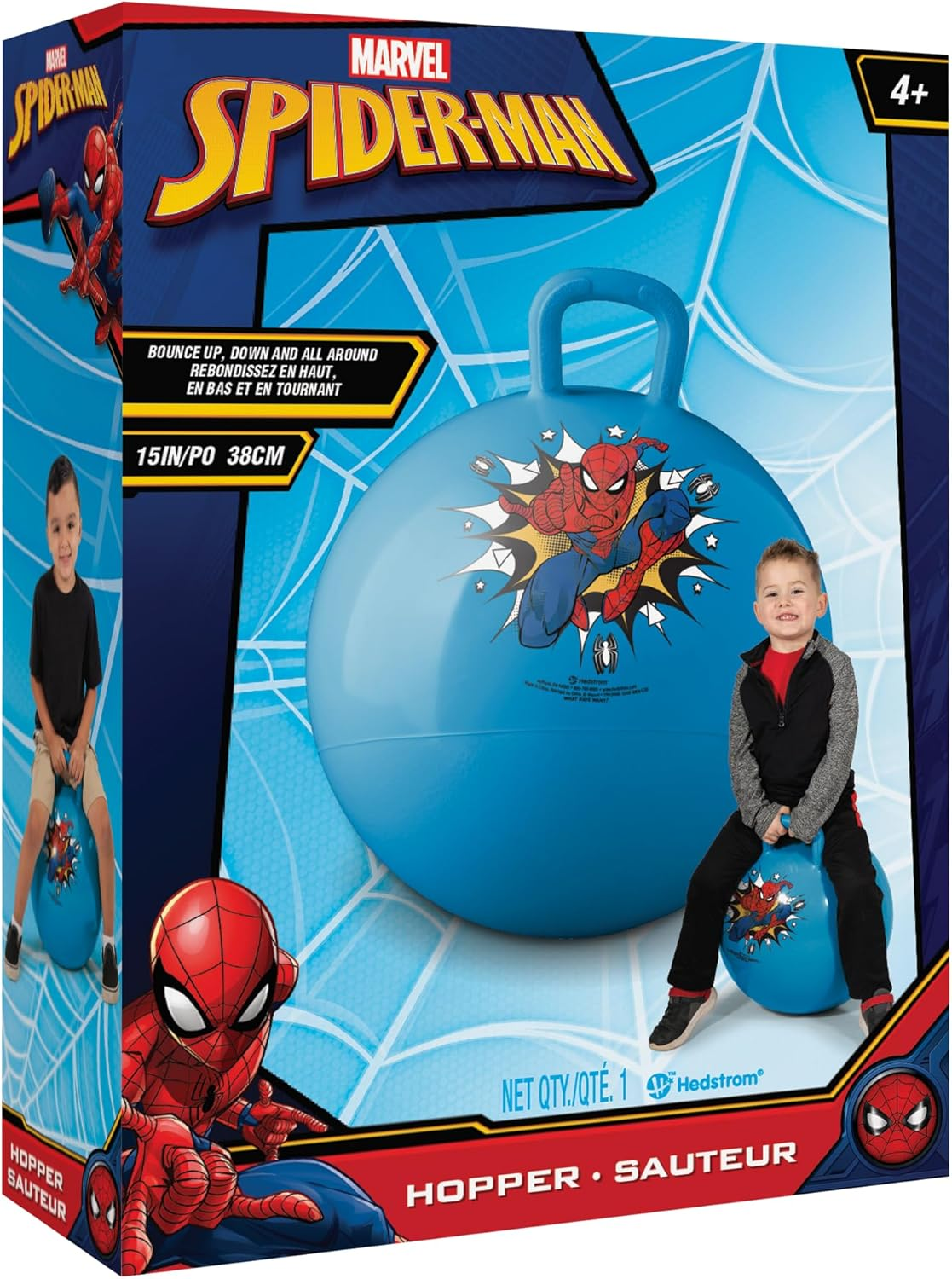 Hedstrom Marvel Spiderman 15 Inch Hopper Ball, Jumping Ball for Kids Blue, 55-97065 image number 3