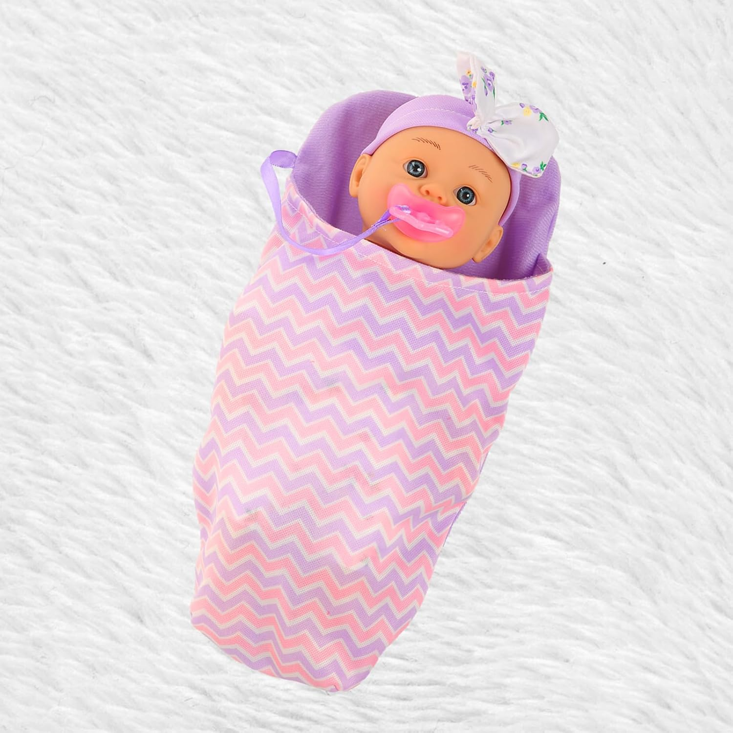 Barwa 10 Inch Reborn Baby Doll with Sleeping Bag Pacifier Realistic Soft Baby Dolls with Hairband for Toddlers Best Gift image number 4