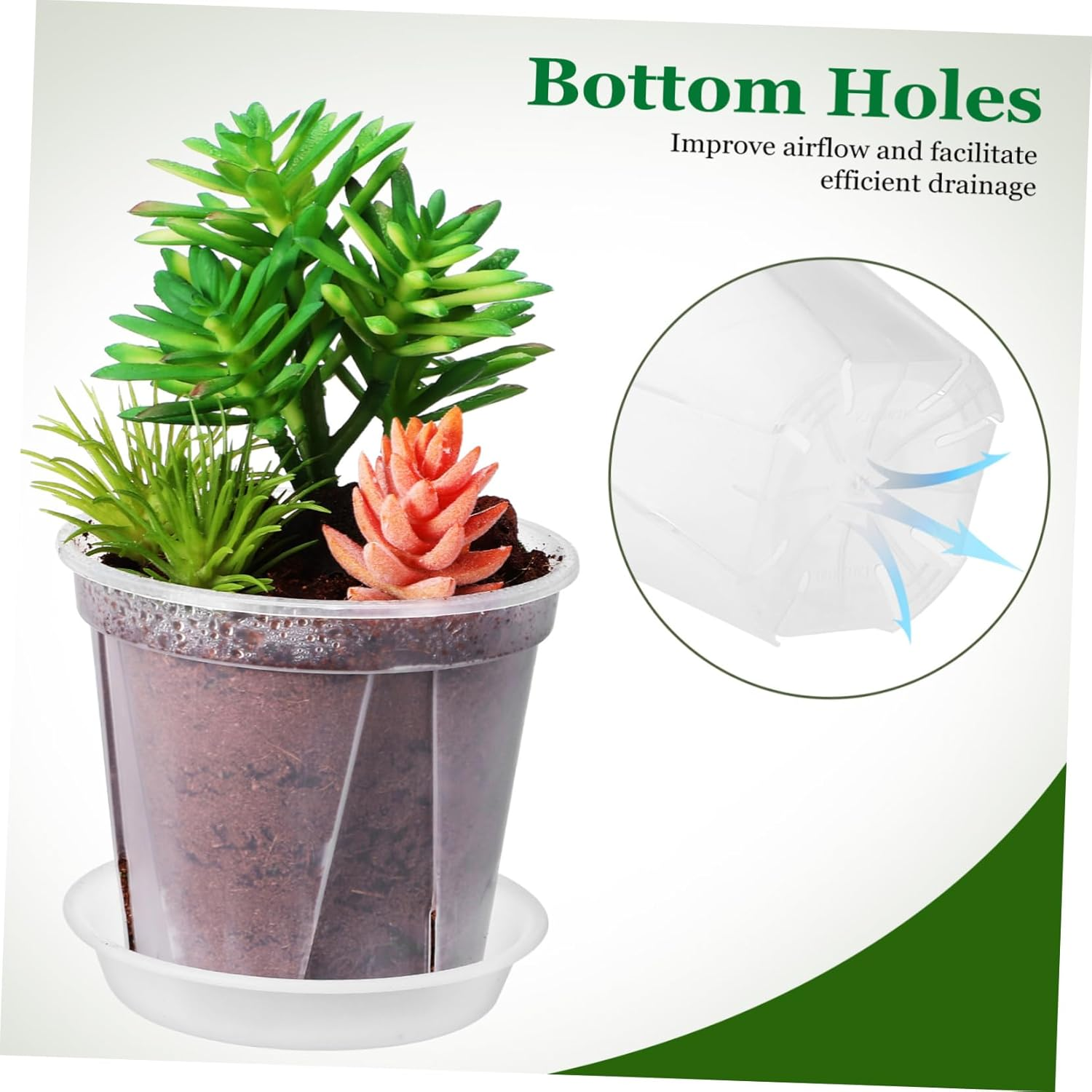 BUTIFULSIC 4Pcs Root Control Pots for Plants Plastic Planters Drainage for Outdoor Gardening