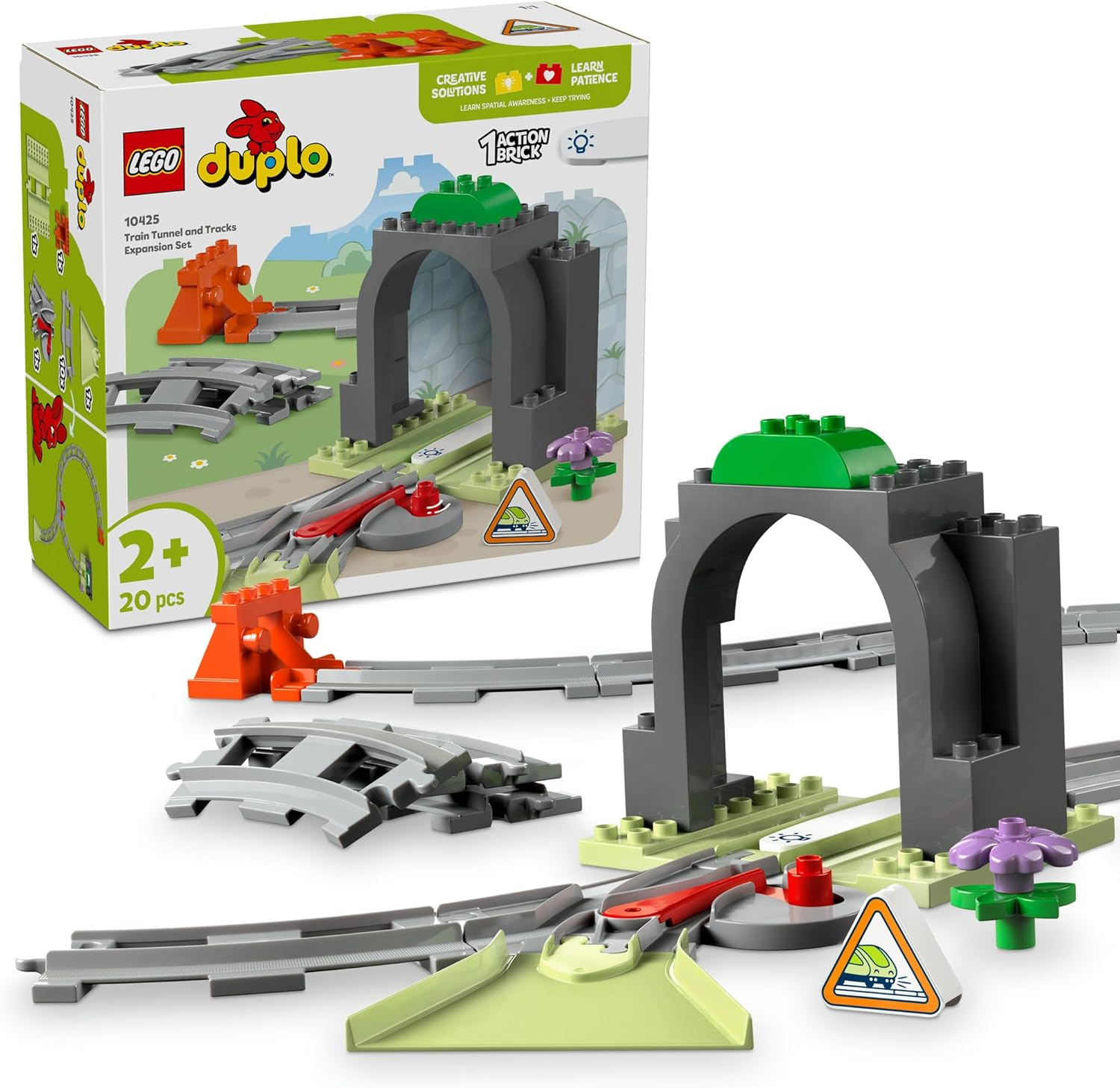 LEGO DUPLO Train Tunnel and Tracks Expansion Set, Montessori Learning Toy for Toddlers, Building Blocks Playset, Educational Kids' & Baby Toy for 2+ Year Old Boys & Girls 10425 image number 6