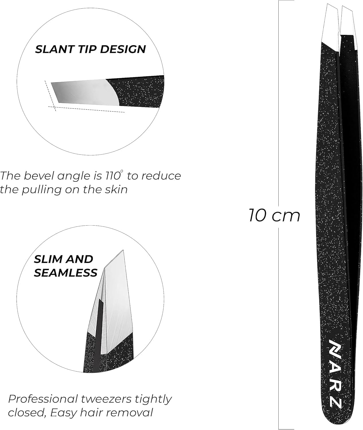 4Pcs Professional Tweezer for Facial Hair Women & Men Stainless Steel Precision Tweezers for Ingrown Hair Tweezers for Men & Women (Shiny Black) image number 6