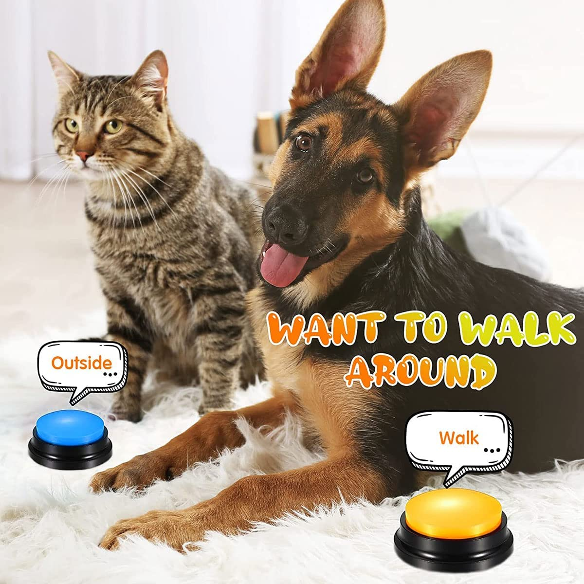 4Pcs Dog Button Pet Communication Button Portable Pet Training Buzzer Battery Operated Small Talking Button image number 4