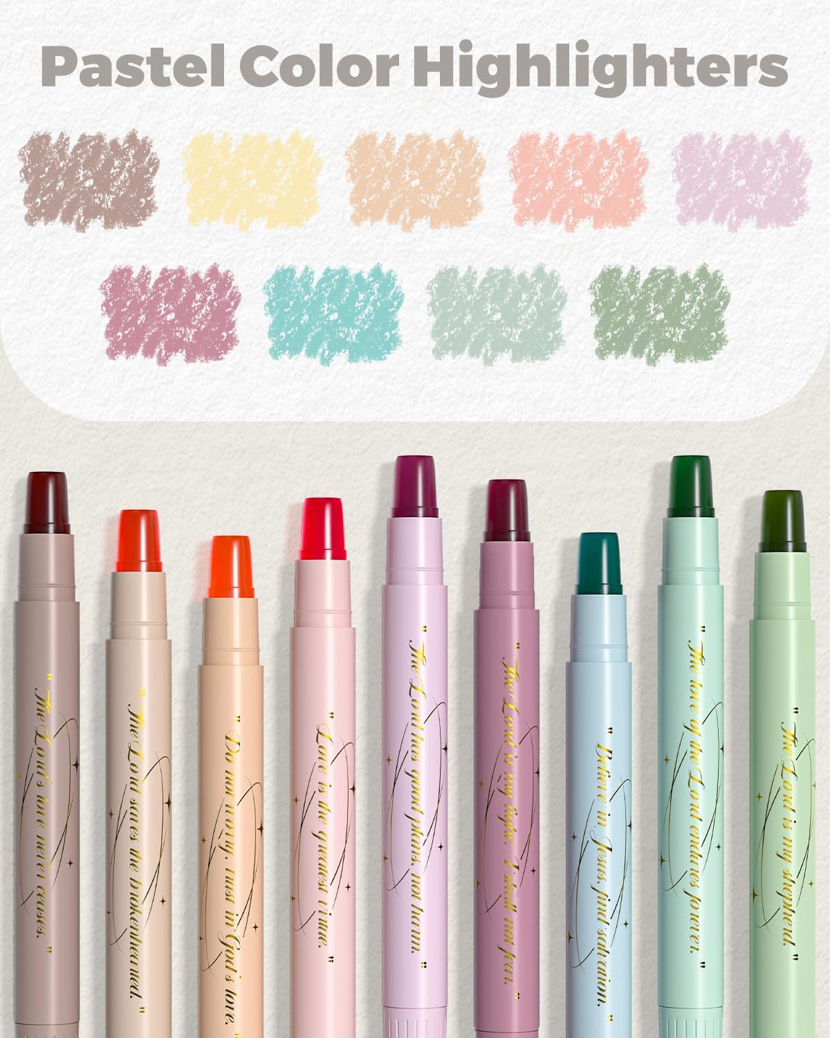 WEMATE Bible Highlighters No Bleed, 9PCS Assorted Colors Gel Highlighters Set, Cute Bible Study Supplies for Scripture Marking, Color Coding & Book Highlighting image number 3