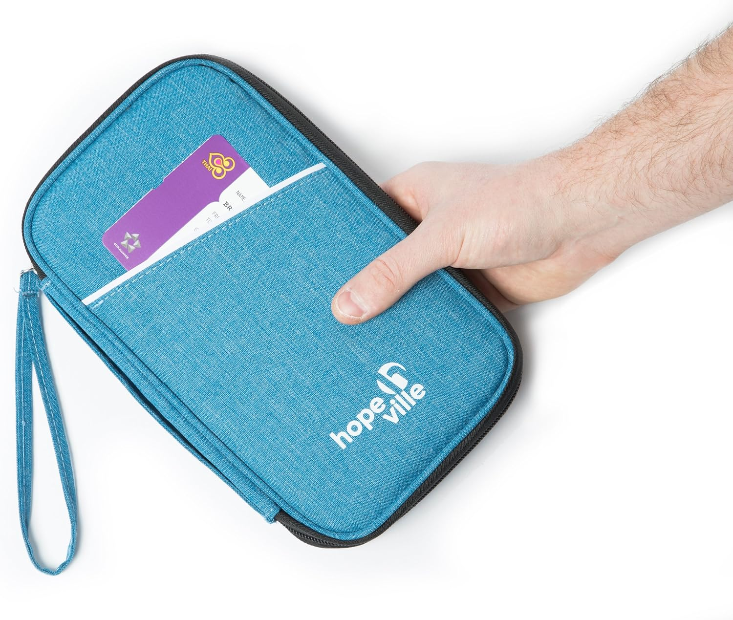 HOPEVILLE Travel Document Case with RFID Protection, High-Quality Travel Organiser and Document Case for All Travel Documents and Documents