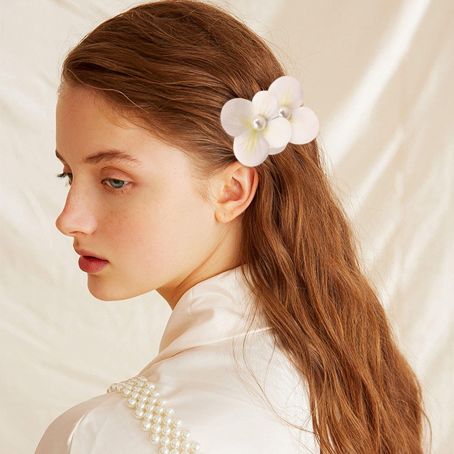 Pack of 2 Large Flower Blossom Hair Clips, 2 Pieces Flower Pearl Hair Clips, Orchid Blossom Hair Clips, Bohemian Flower Hair Clips, Butterfly Orchid Hair Clips, Hair Accessories Flowers