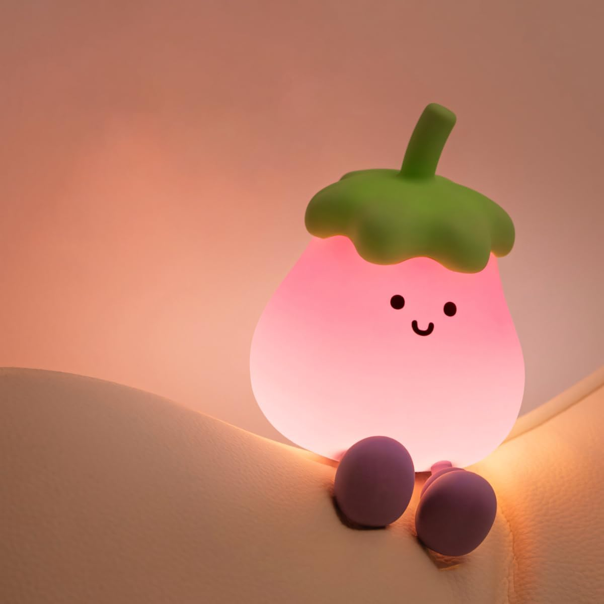 Night Light, Cute Silicone Nursery Lamp with Rechargeable USB, Tap Control, Soft Warm White Changing LED Nightlight, Bedroom Kawaii Decor, Perfect Choice for Valentine&rsquo;S Day, Birthday image number 4