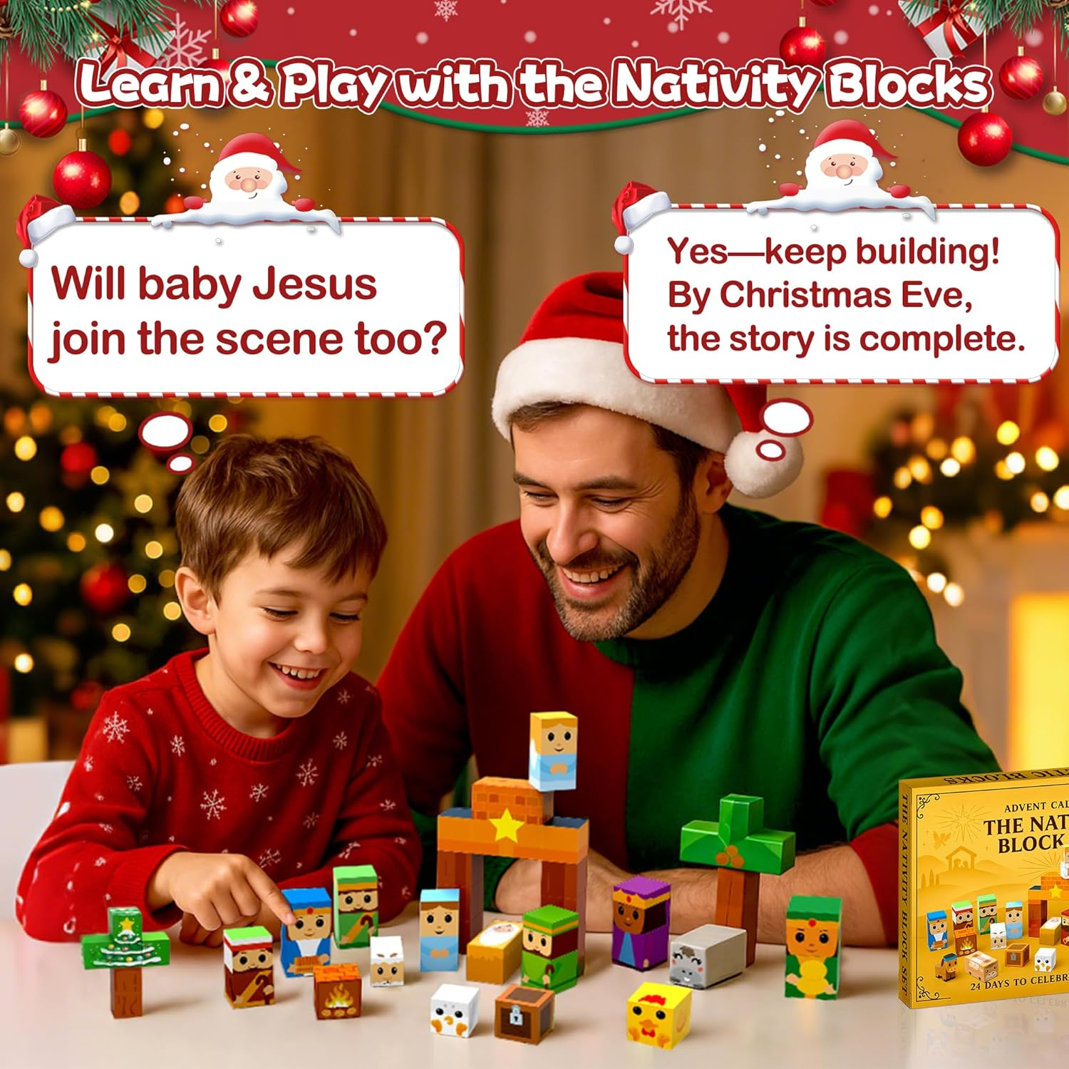 Nativity Advent Calendar 2025, 24 Day Christmas Countdown with Magnet Cubes Jesus Mary Wise Men Angels Animals Magnetic Building Blocks Kits, Educational Holiday Christian Gifts for Kids Boys Teen Girls image number 4