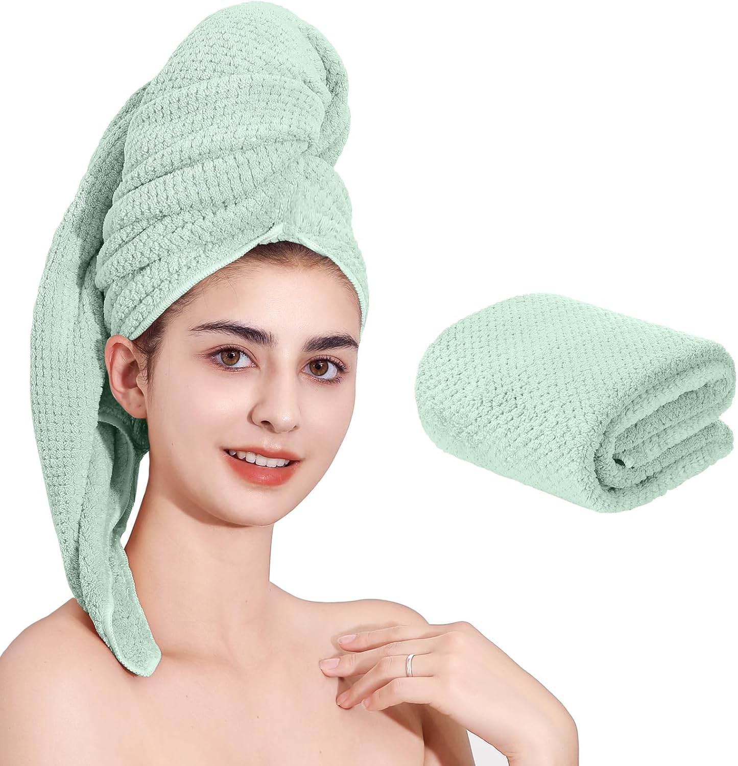 Laojbaba Microfiber Hair Towel Quick Dry Hair Towel Hair Drying Towels Suitable for All Kinds of Hair Ultra Absorbent Long and Thick Hair 24X48Inch Lotus Root Pink (1Pcs)