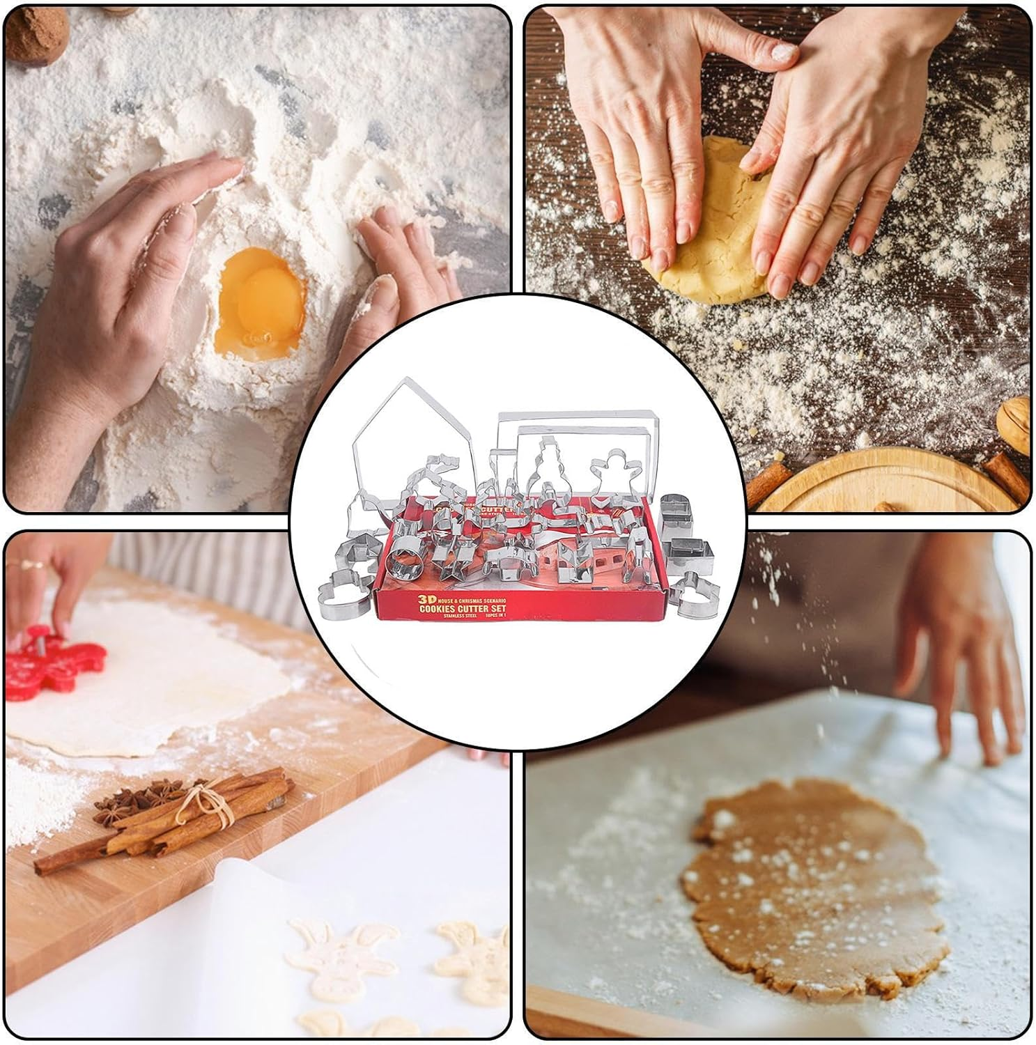 Gingerbread House Cookie Cutter, Cartoon Cookie Shapes for Winter Holiday - Cartoon Festival Cookie Molds Kitchen Baking Tool for Winter Christmas Home Party Supply Jeciy-Au image number 5