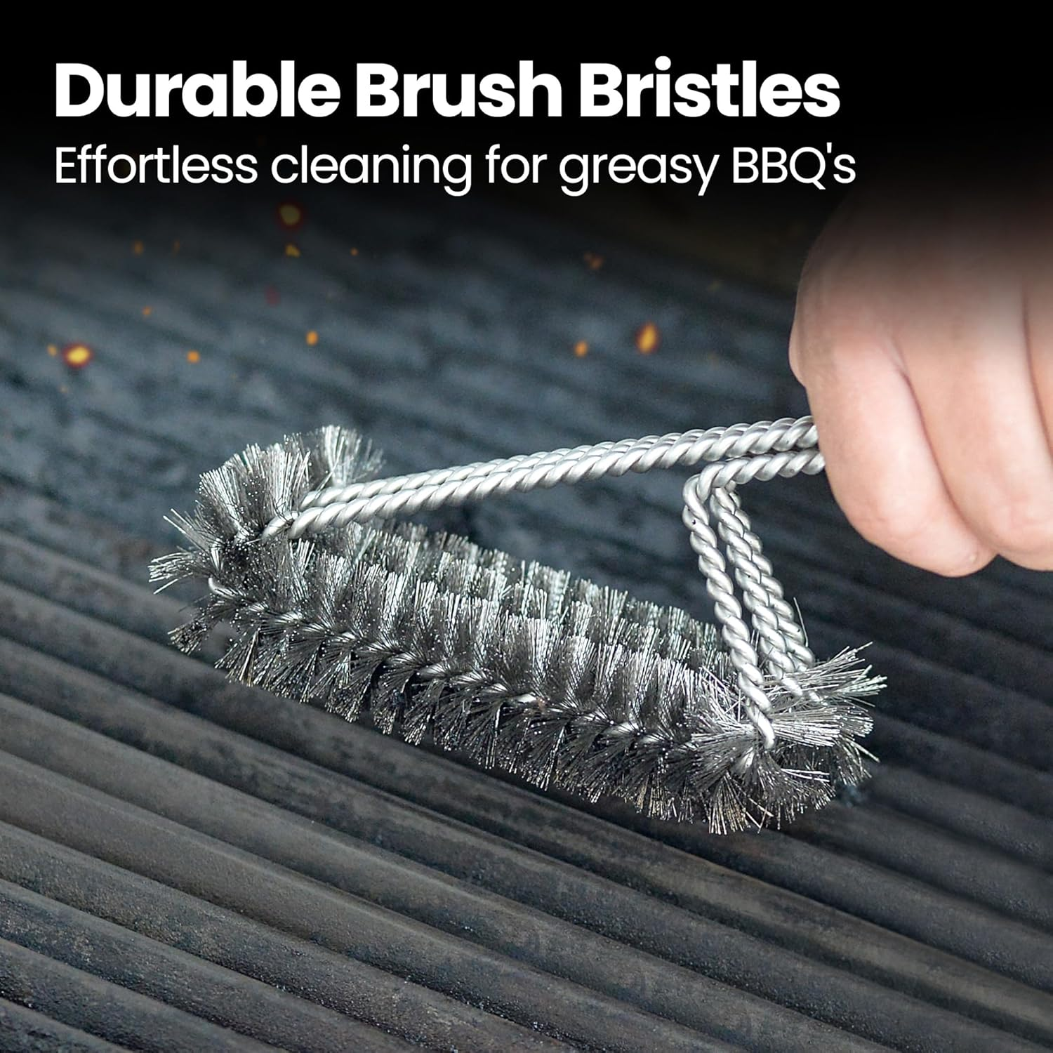 Stainless Steel BBQ Grill Brush Cleaning Kit - Interchangeable Wire Brush & Griddle Scraper with Fire-Resistant Sponge, Dishwasher Safe Grill Cleaner, BBQ Accessories, Griddle Cleaning Kit image number 3