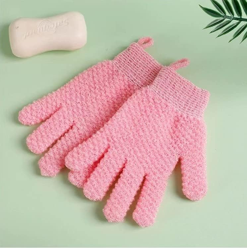 Shower Exfoliating Scrub Gloves Medium to Heavy Bathing Gloves Body Wash Dead Skin Removal Deep Cleansing Sponge Loofah for Women and Men 1 Pairs