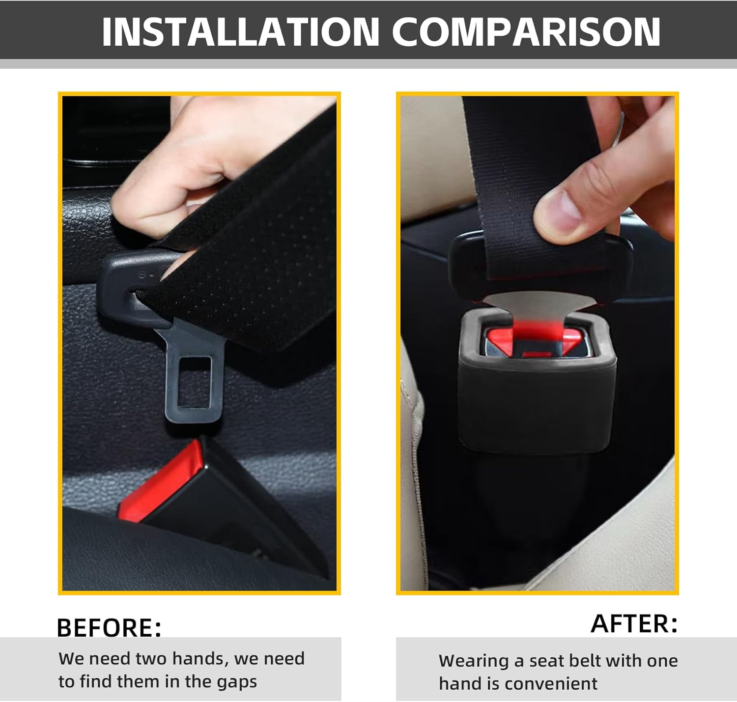 NTNEV 2PCS Seat Belt Buckle Holder, Silicone Seat Belt Buckle Booster, Keep the Seat Belt Buckle Upright and Stable, Raises Seat Belt Buckle for Easy Access, Car Accessories (Black) image number 4