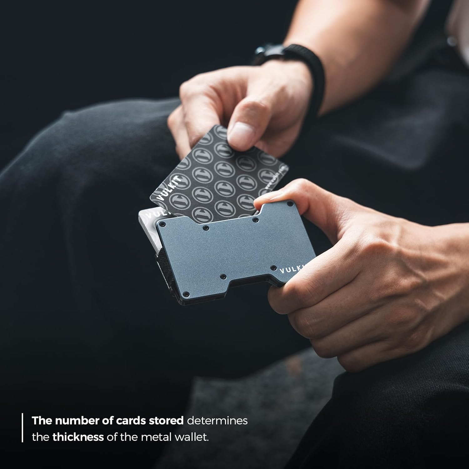 VULKIT Men'S Metal Wallet with Money Clip Slim Credit Card Holder, Minimalist Business Card Case Front Pocket Wallet for Men(Space-Grey) image number 3